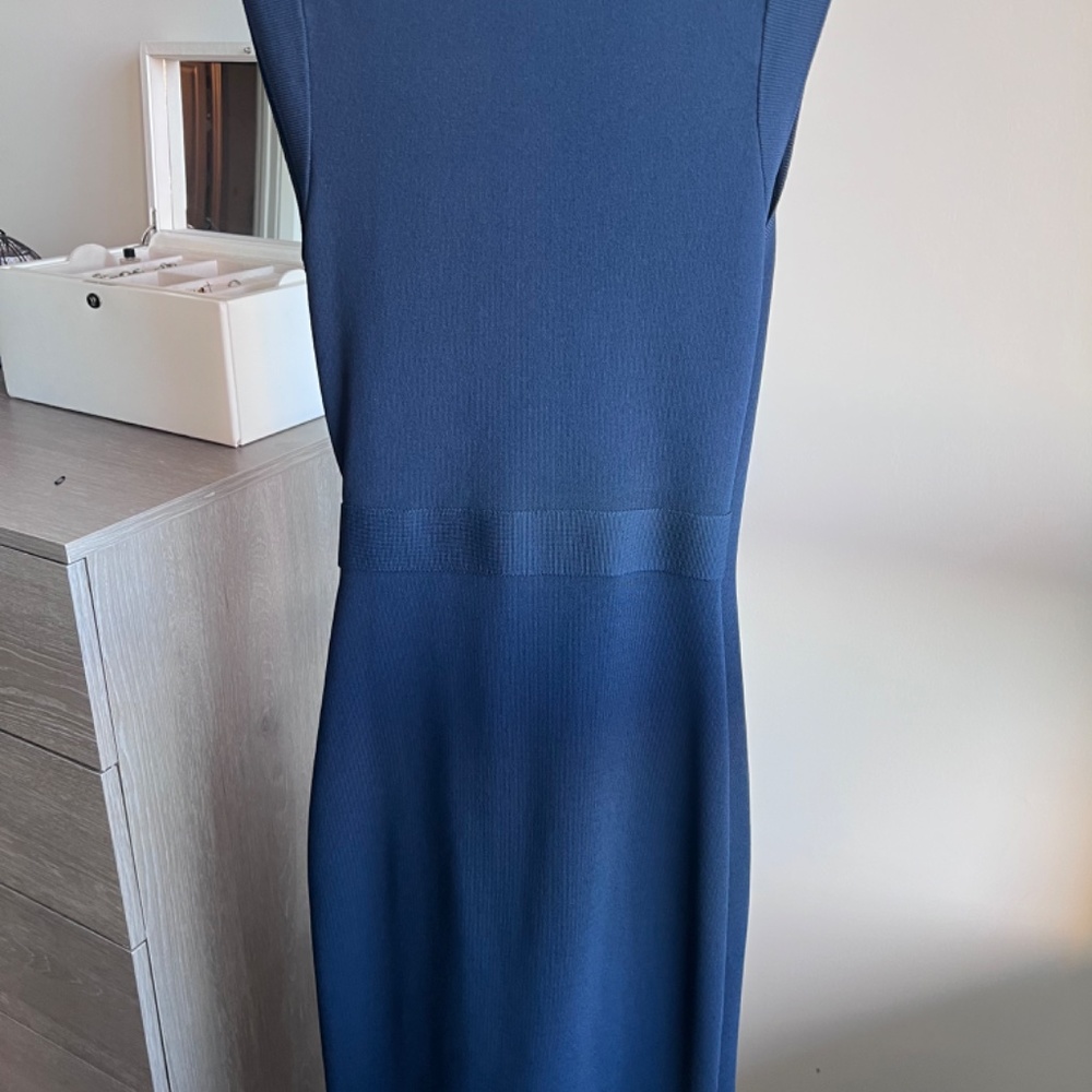 Reiss navy blue sleeveless midi wrap dress - Picture 2 of 2